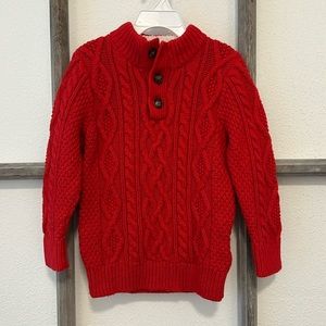 GAP Red cable-knit sweater with Sherpa collar ( size 3T )